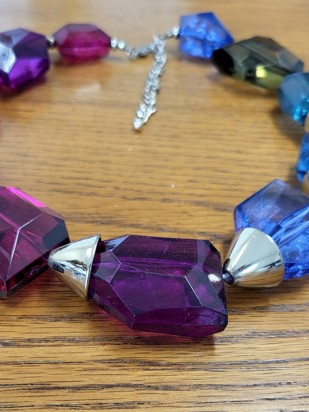 Colorful Bold Faceted Statement Necklace Regal Costume Jewelry